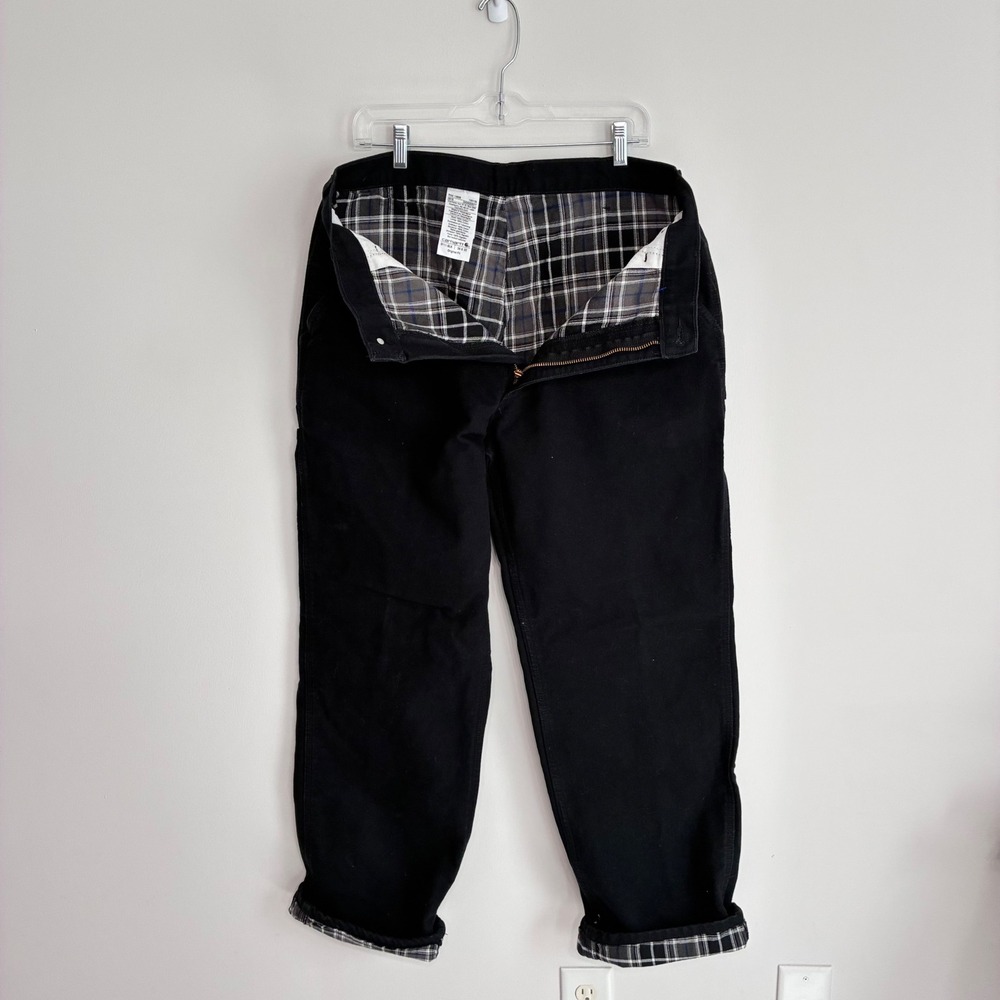 Carhartt B111-BLK Flannel Lined Carpenter Pants Black 36x32 Original Fit